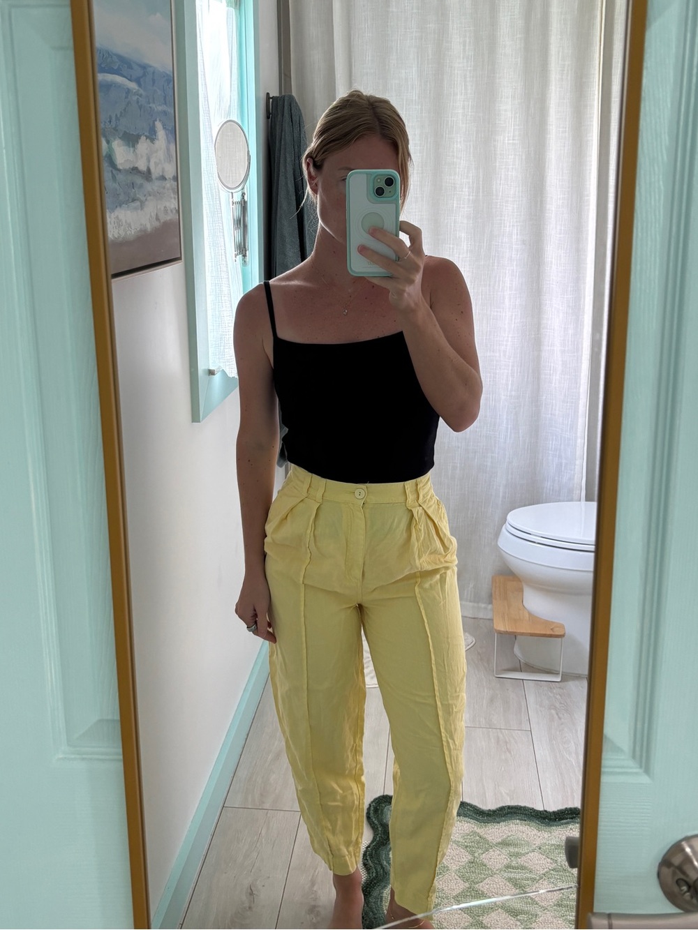 Joie Yellow Tapered Linen Blend Pants